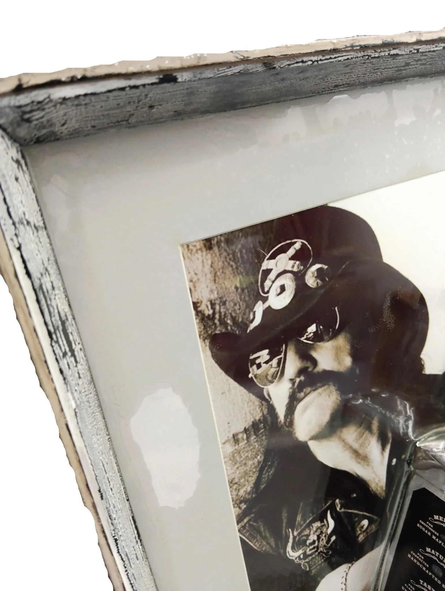 3D-Bild mit Musikerporträt in Epoxidharz und rustikalem Holzrahmen, handgefertigte Wanddeko