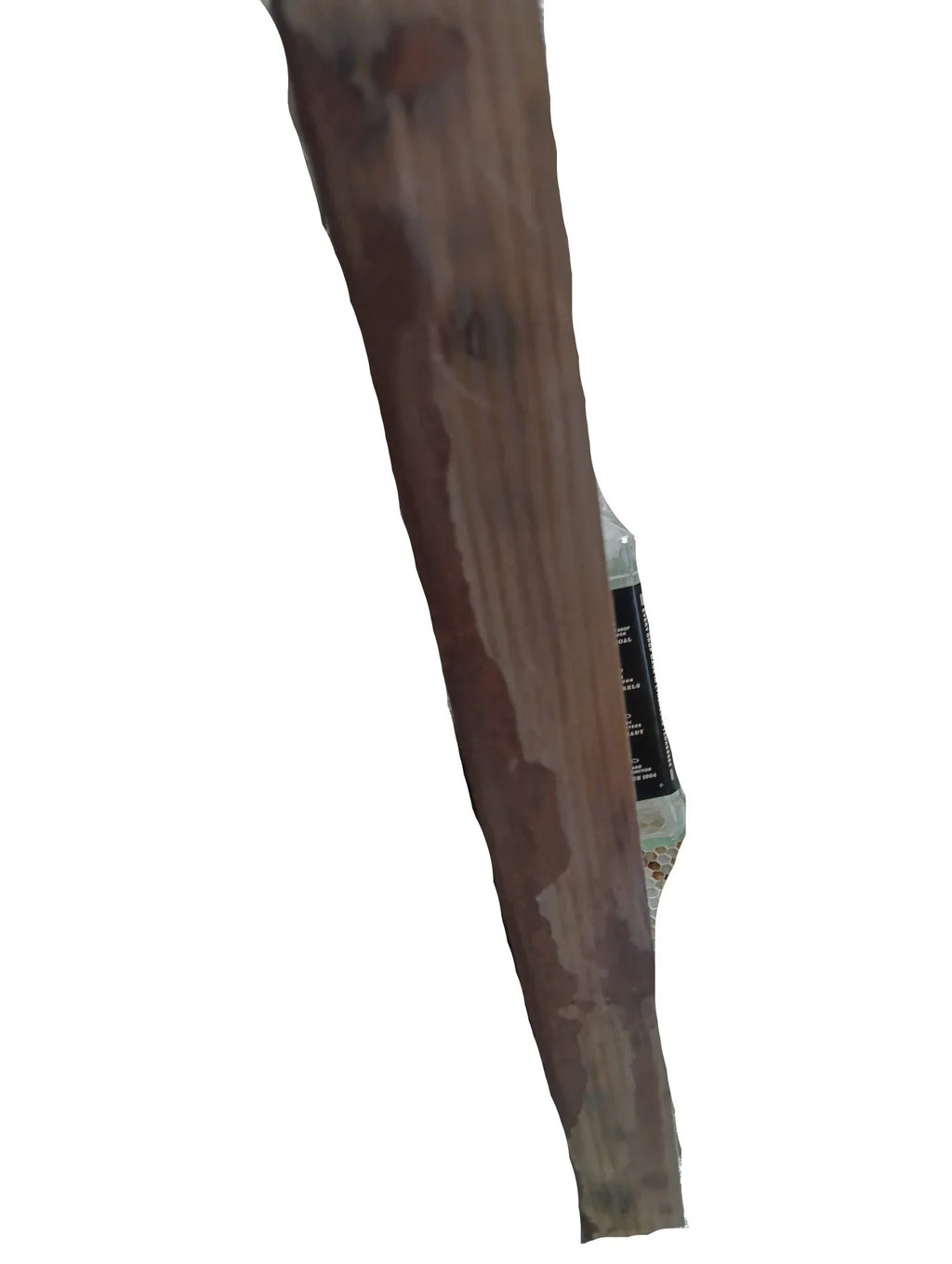 Holzbalken mit eingeschlossener Flasche in Epoxidharz, handgefertigte Dekoration