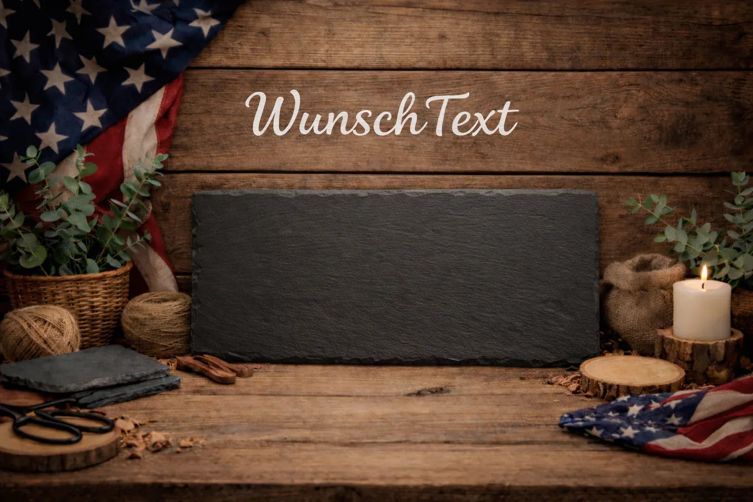 Personalisierbare Schieferplatte 30x11cm für Wunschgravur